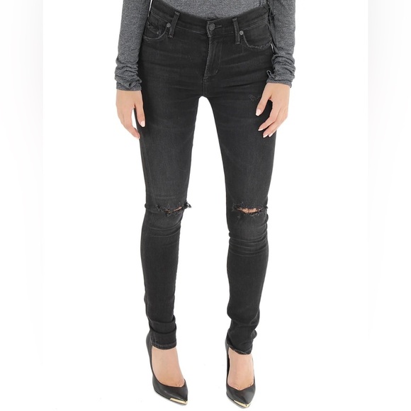 Citizens of Humanity black distressed high rise Rocket skinny jeans - size 26 - Picture 2 of 7